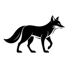 Fox walking clean black silhouette vector 