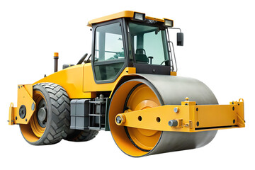 road roller isolated - on a white background PNG. GENERATIVE AI