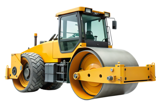 road roller isolated - on a white background PNG. GENERATIVE AI