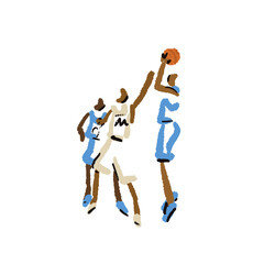 Rough sketch of basketball game, basketball players with ball, illustration