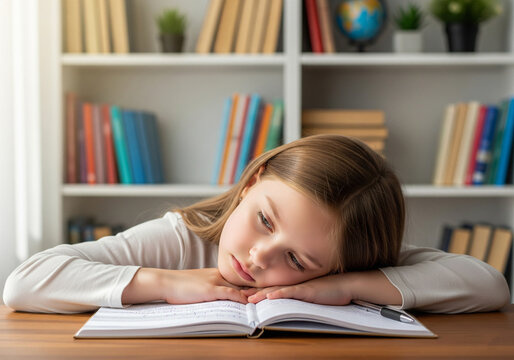 Élève fatiguée ou ennuyée de ses devoirs