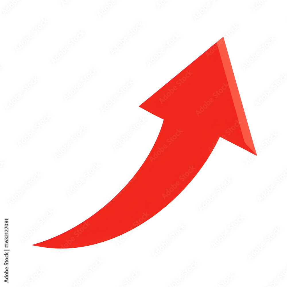 Poster red upward arrow isolated on transparent background