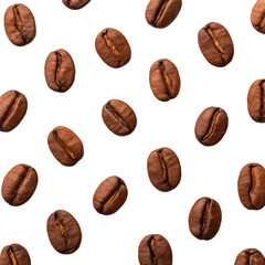 Roasted coffee beans isolated on white background perfect for food packaging visuals and cafe branding
