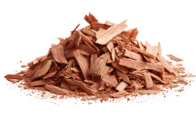 Pile of light-brown wood chips