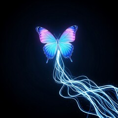 A glowing butterfly with vibrant light trails.