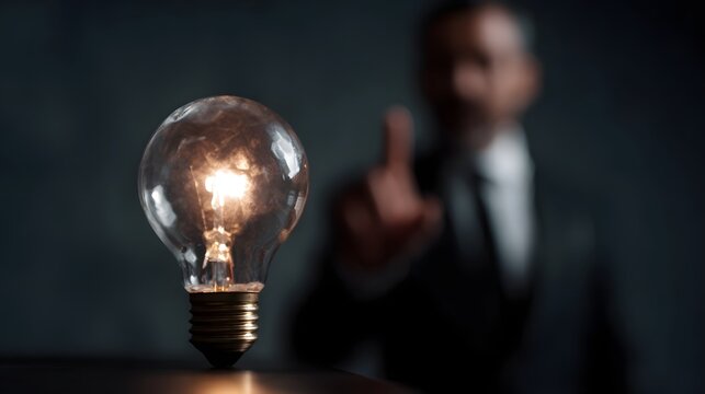 Startup founder pitching to investor with focused lighting