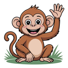 Obraz premium A cartoon funny monkey vector illustration