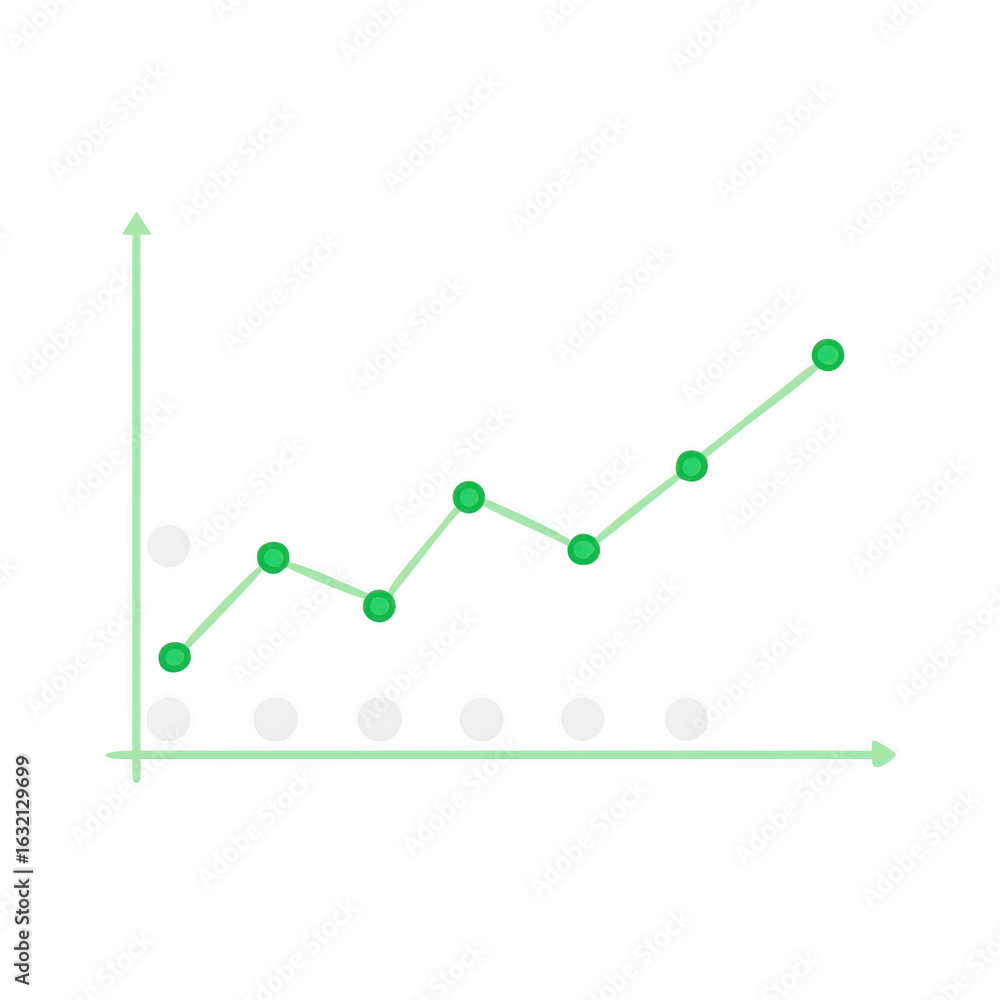 Poster hand drawn line graph showing upward trend isolated on transparent background