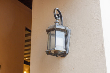 Modern black lamp on red brick wall for building,Interior design of dining room or living room.