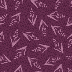 Lavender Plants Monochrome Vector Seamless pattern