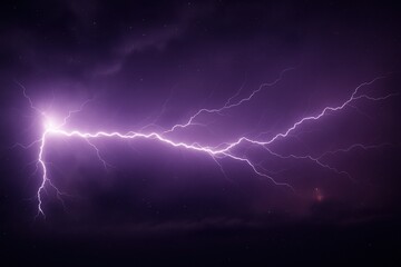Dramatic lightning bolt striking through the night sky during a thunderstorm