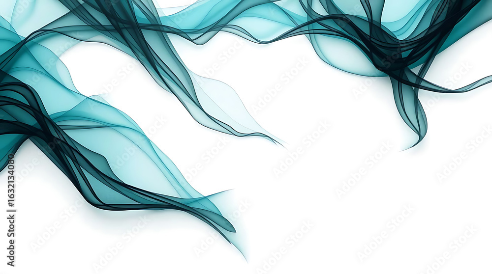 Poster abstract teal wave isolated on white background, a modern and elegant design element that adds a tou