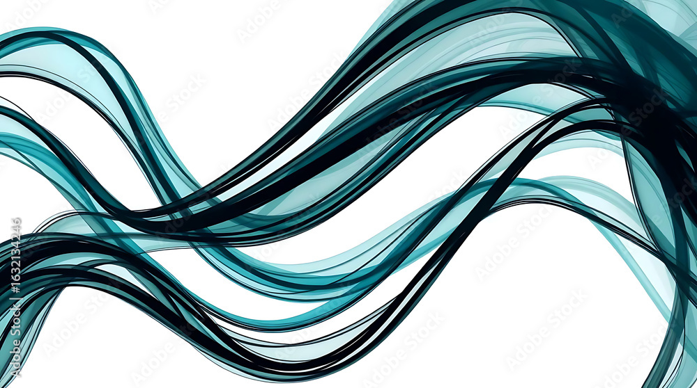 Poster abstract blue wave isolated on white background, a dynamic design element with smooth curves and vib