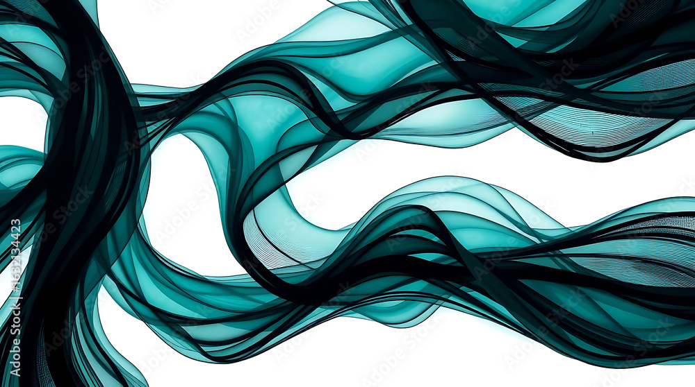 Poster abstract turquoise wave isolated on white background, creating an elegant and vibrant design with sm