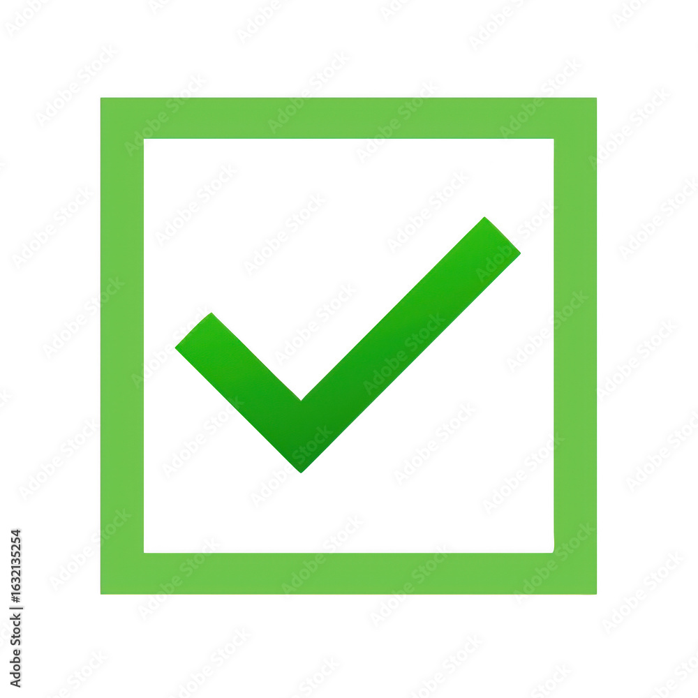 Poster green check mark inside a square isolated on transparent background