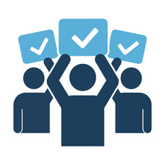United Group Approval and Support Showing Collective Agreement and Positive Vote of Team Members Holding Check Mark Signs