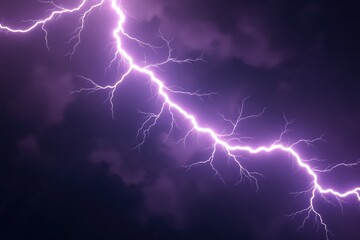 Dramatic lightning bolt illuminates the night sky during a powerful storm