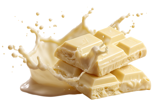 White chocolate bars in a creamy liquid splash