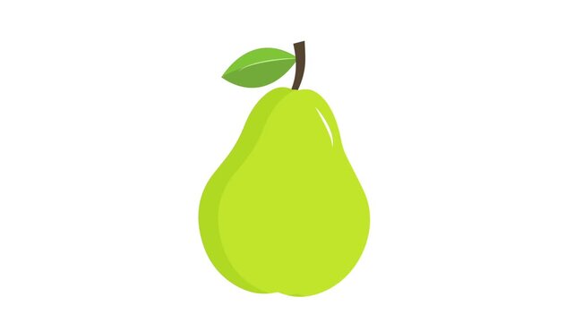 Illustrated pear animation, Cute Green Pear Simple Animation Loop