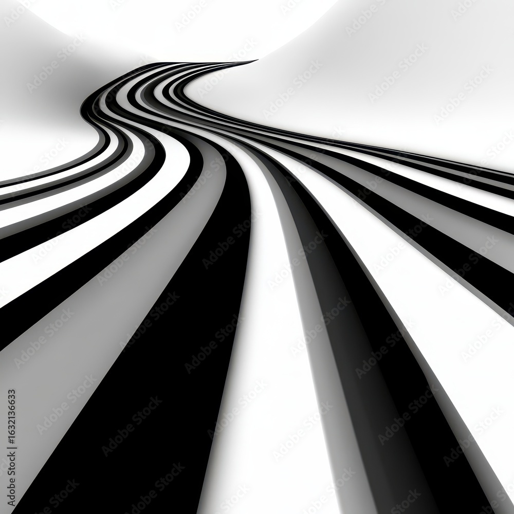 Poster abstract design with curving lines and stripes.