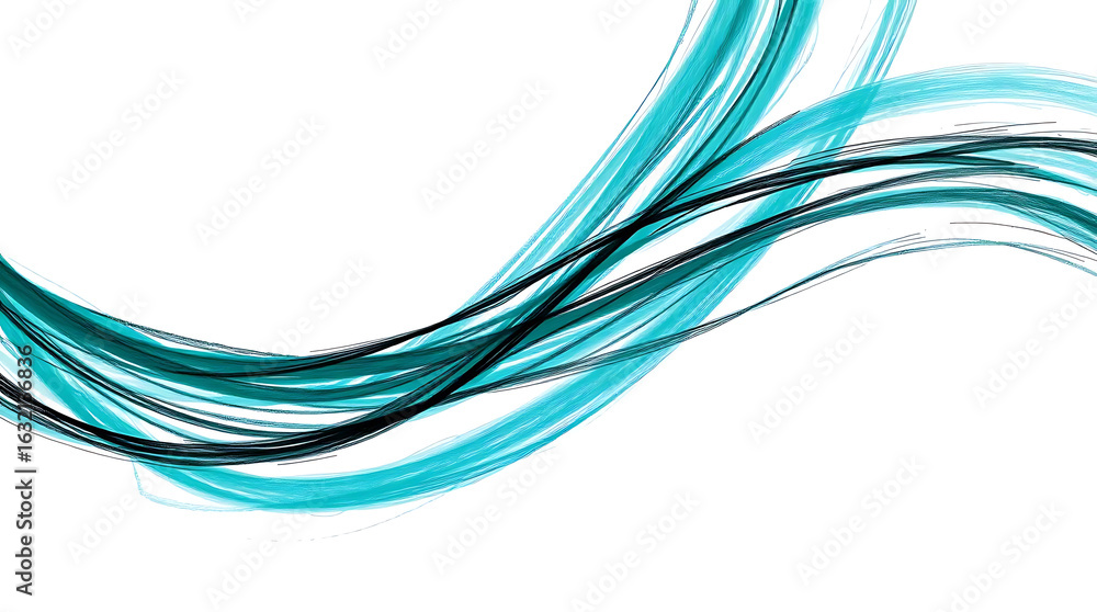 Poster abstract blue and black brush stroke wave isolated on white background, a dynamic and artistic desig