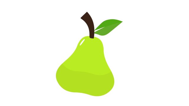 Illustrated pear animation, Cute Green Pear Simple Animation Loop
