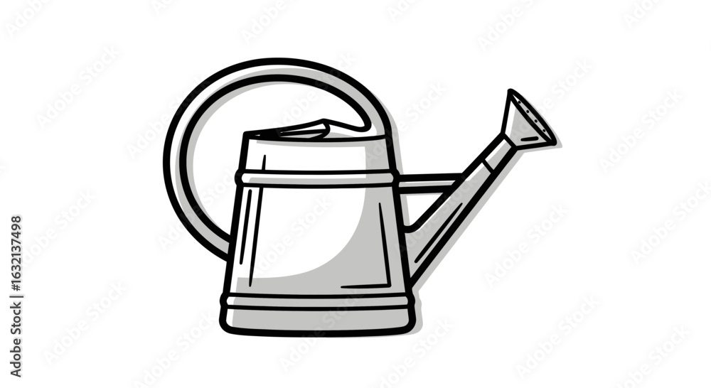Poster Illustration of a gray watering can with a circular handle isolated on a white background image design