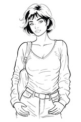Short_Hair_girl_BW_001