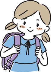 ランドセルを背負う女の子のイラスト