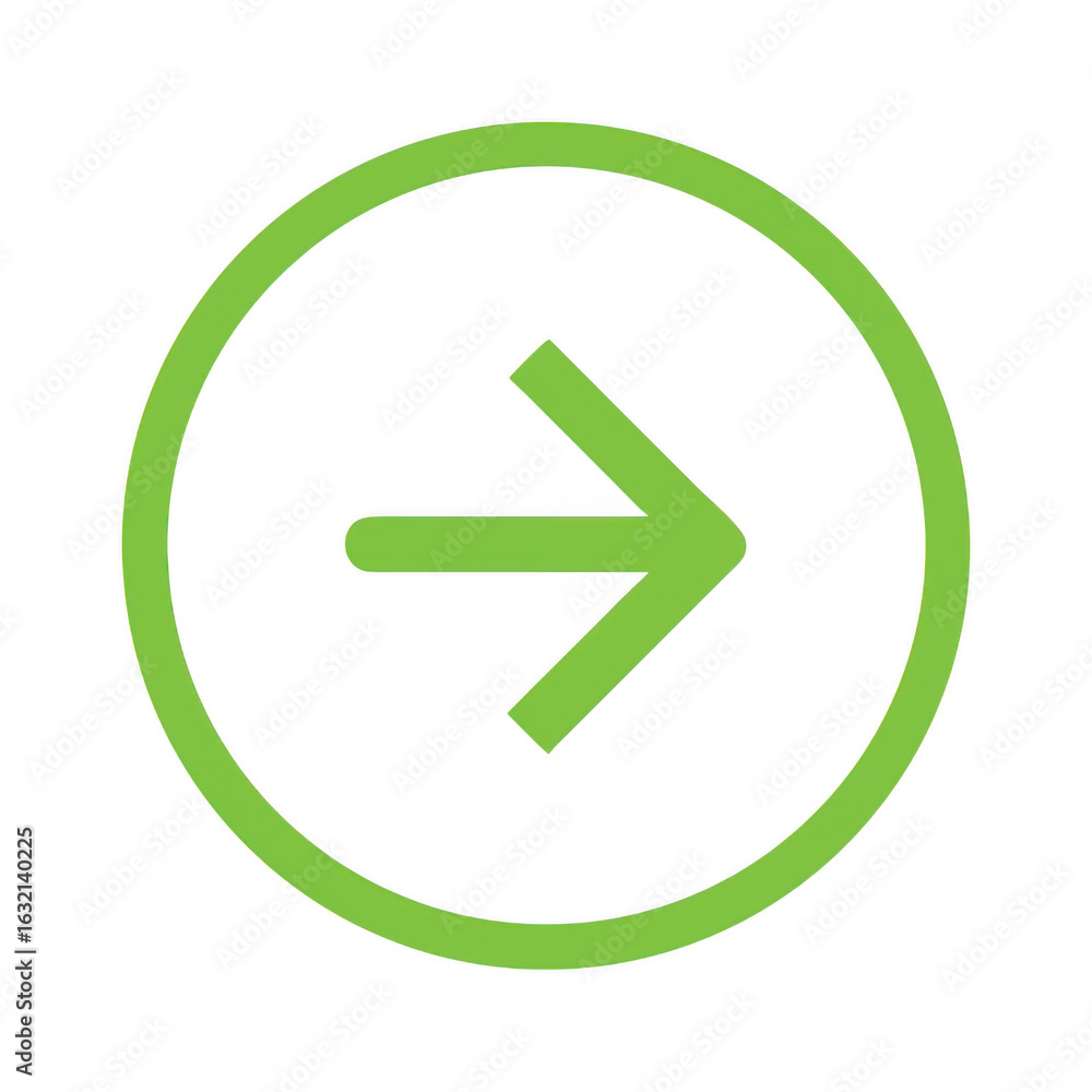 Poster green arrow inside circle isolated on transparent background