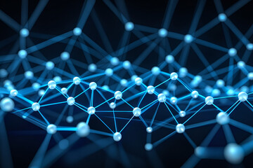 Abstract blue network of connected glowing nodes and lines
