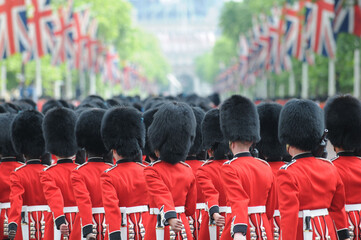 Guardsmen on parade in London. 