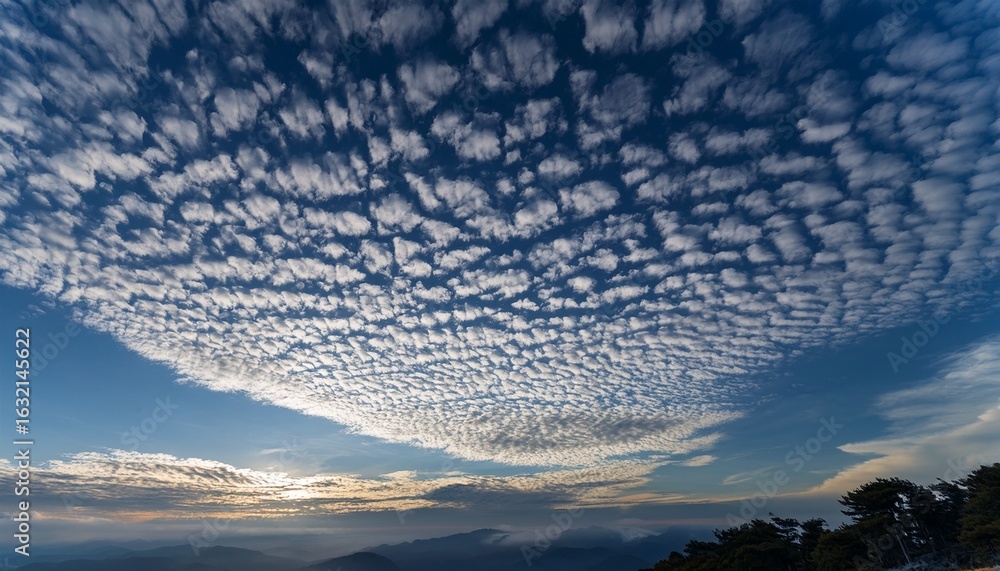 Wall mural time lapse photography captures the stunning motion of cirrocumulus clouds revealing intricate high 
