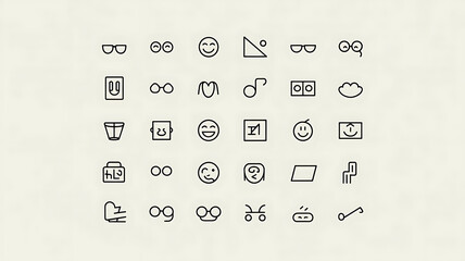 Simple line icons of various objects and symbols.
