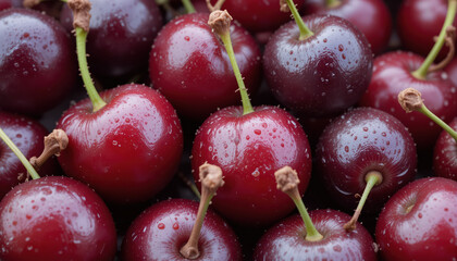 A  fresh cherries background with copy space. 