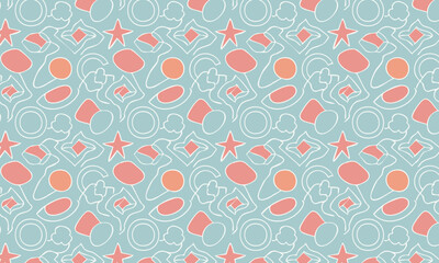 Whimsical Abstract Seamless Pattern with Hand-Drawn Doodle Shapes