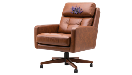 Massage chair brown silhouette lavender accent detail flat minimal bold silhouette vector health wellness vector isolated on transparent backgound 