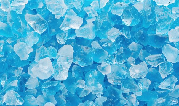 Abstract blue silica gel crystals close up overhead texture pattern