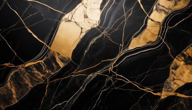 black marble texture with golden venis showcasing a luxurious and elegant surface design