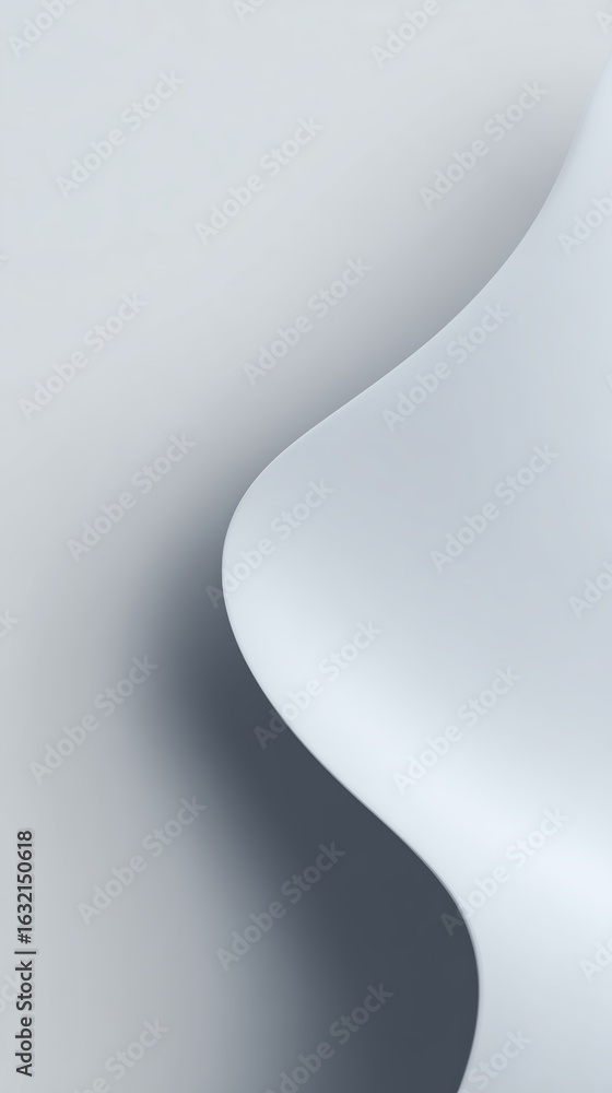 Poster abstract smooth curves of soft white material create a serene and minimalist background, emphasizing