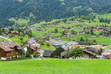 View of Grindelwald village in Switzerland.