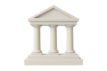 Classic ancient greek or roman arc with three simple doric columns and triangular pediment structure isolated on transparent background