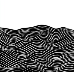 Abstract black and white wavy lines creating a landscape effect