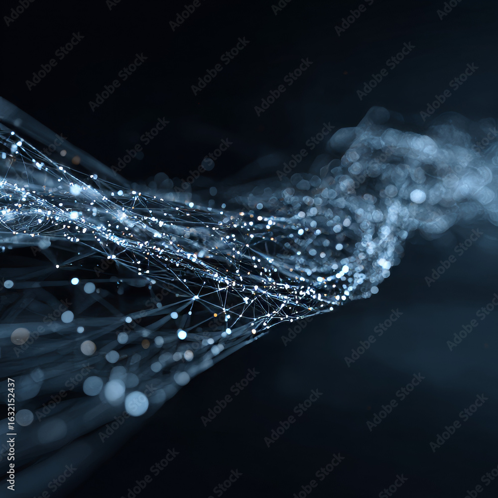 Fototapete quantum data flow, tech background. future technology digital abstract background concept. 3d render