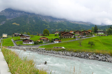 View of Grindelwald village in Switzerland.