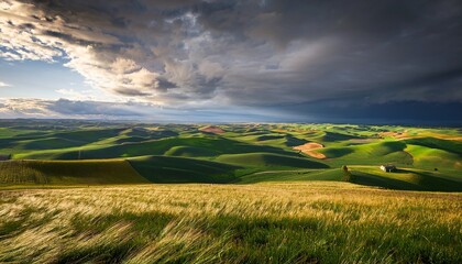 Fototapeta premium palouse hills under a dramatic sky
