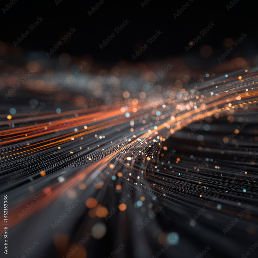 Fototapete quantum data flow, tech background. future technology digital abstract background concept. 3d render