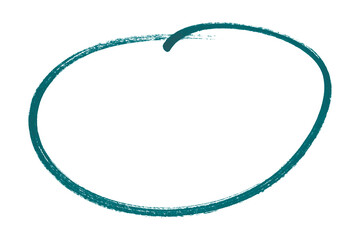 Green pencil highlight circle mark isolated on transparent background