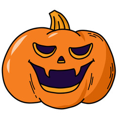Hand drawn Halloween SVG doodle, cartoon element of pumpkin jack-o-lantern for stickers, pritns, cards, social media decor