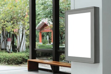 empty LCD Display isolated on white background, blank billboard poster advertisement